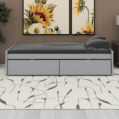 Twin Bed Frame With 2 Storage Drawers, Twin Platform Bed Frame Corner Bed With No Headboard by Latitude Run
