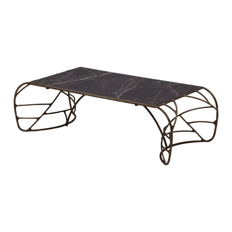 Furniture Classics Mirabelle Bronze Iron Marble Inlay Coffee Table
