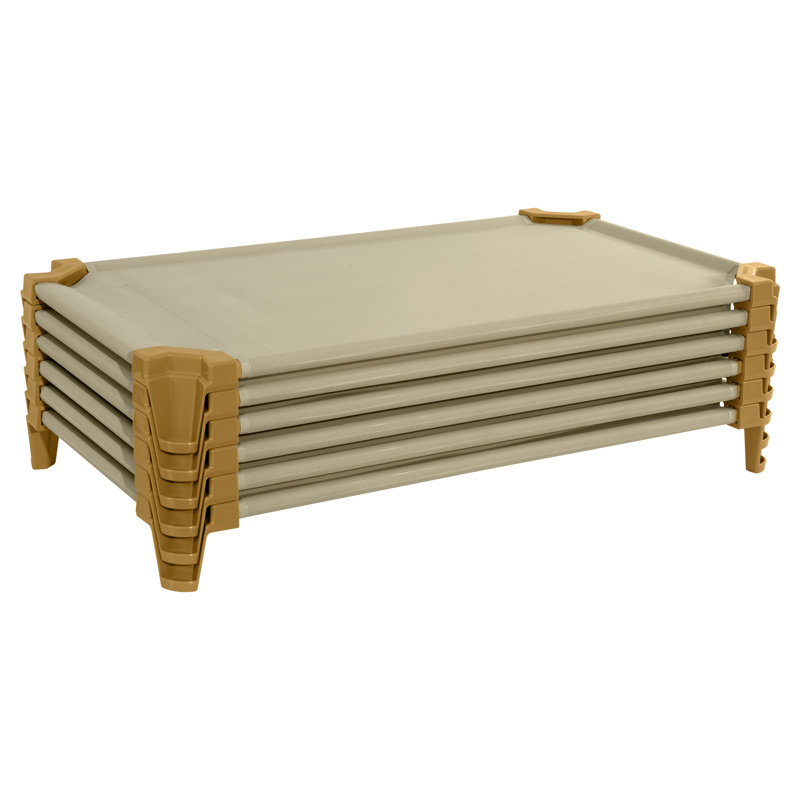 Lit de camp pour enfant empilable, Standard, Brun clair