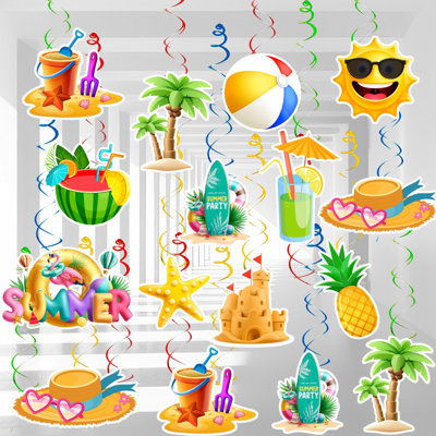 33pcs Summer Pool Party Hanging Swirls, Beach Hanging Decorations