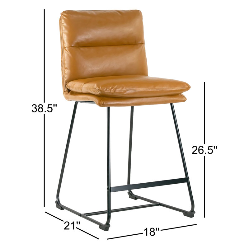 Tabouret de bar et de comptoir Volana, Tabouret de comptoir (siège d'une hauteur de 26,5, Similicuir cappuccinno