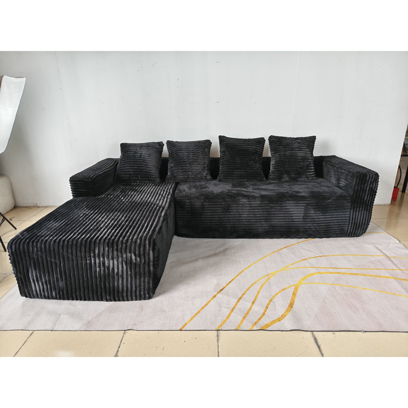 Canapé modulaire en L en velours côtelé, conception moderne pour la maison