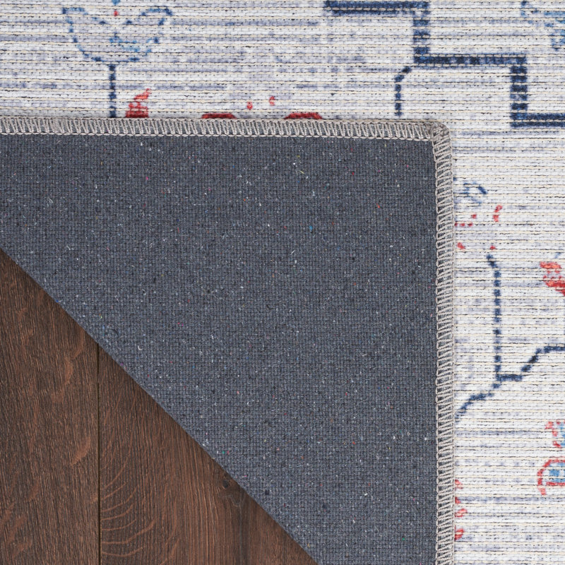 Oriental Machine Washable Area Rug in Gray, Rectangle 6' x 9'