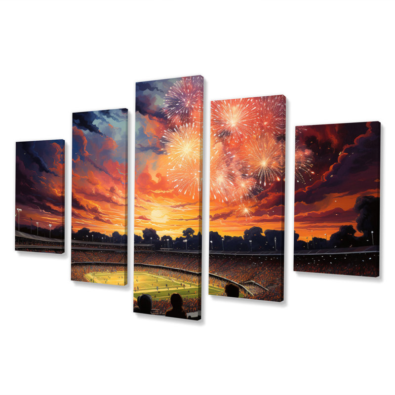 Sport Stadium In Spotlight VIII - Architecture Wall Art Living Room - 5 panneaux