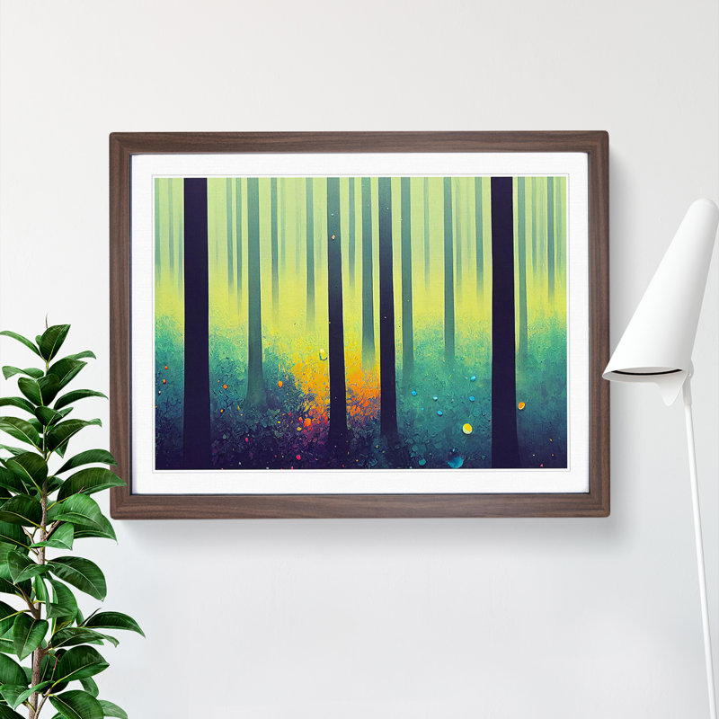 Summer Forest Beauty Vol.3 - Single Picture Frame Painting, 34cm H x 46cm W x 2cm D, Walnut