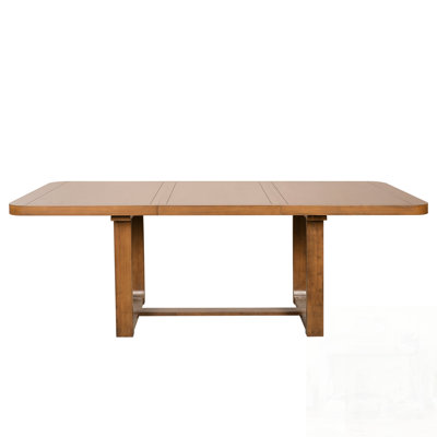 Table de salle à manger extensible en bois massif avec rallonge amovible, coins arrondis et rainures pour les intérieurs modernes et campagnards