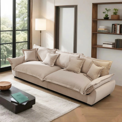 3-Seat Velvet Sectional Sofa with Hidden Storage