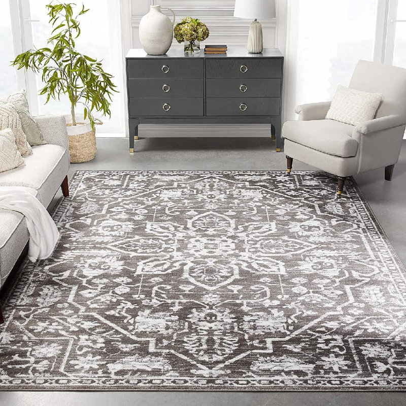 Tapis bleu foncé Arunima, Rectangle 5 pi 3 po x 7 pi 3 po