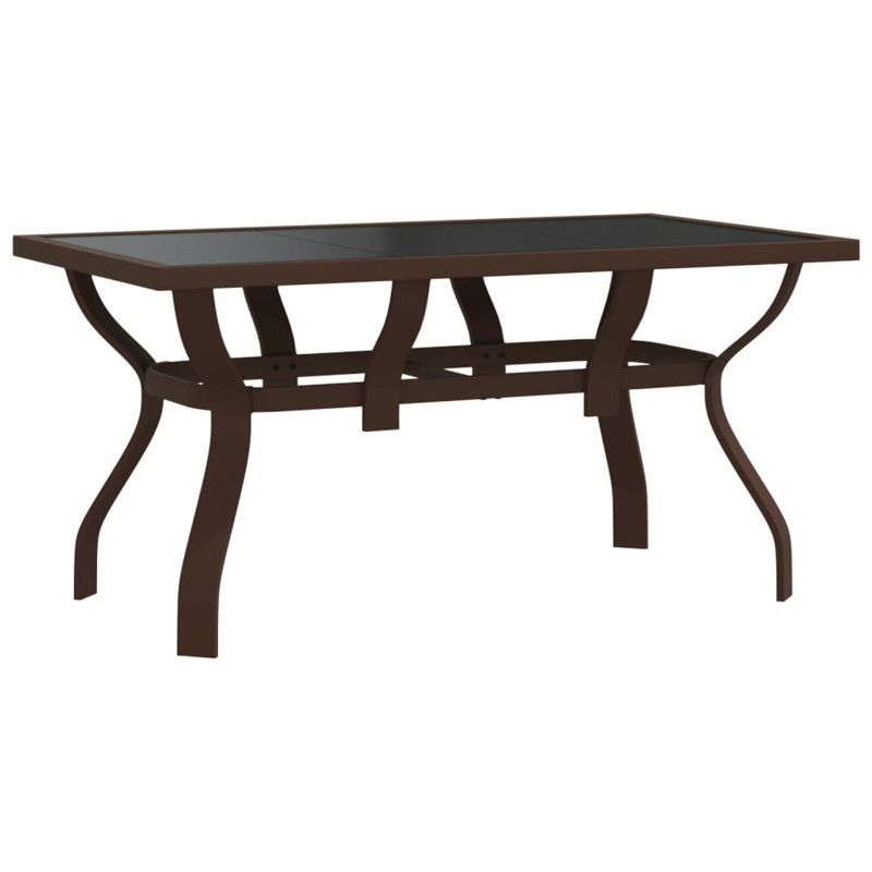 Igor Rectangular Glass Outdoor Dining Table - 140 cm W 70 cm D, Brown