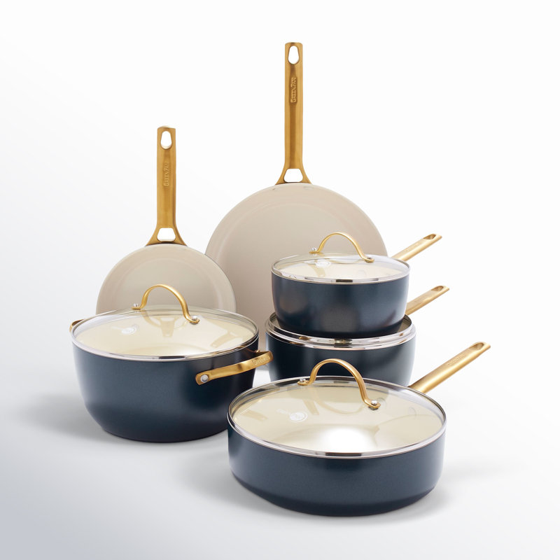 GreenPan Reserve Hard Anodized Healthy Ceramic Nonstick 10 Piece Cookware Set, Twilight