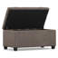 Banc repose-pieds rectangulaire avec rangement capitonné en tissu d'apparence lin 33 po Sienna-939539996