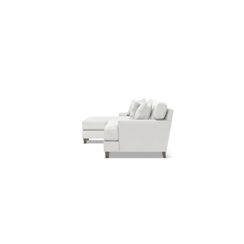 Mila Chaise Sectional, Left Hand Facing, 33.5" H x 131" W x 61" D, White Polyester Blend