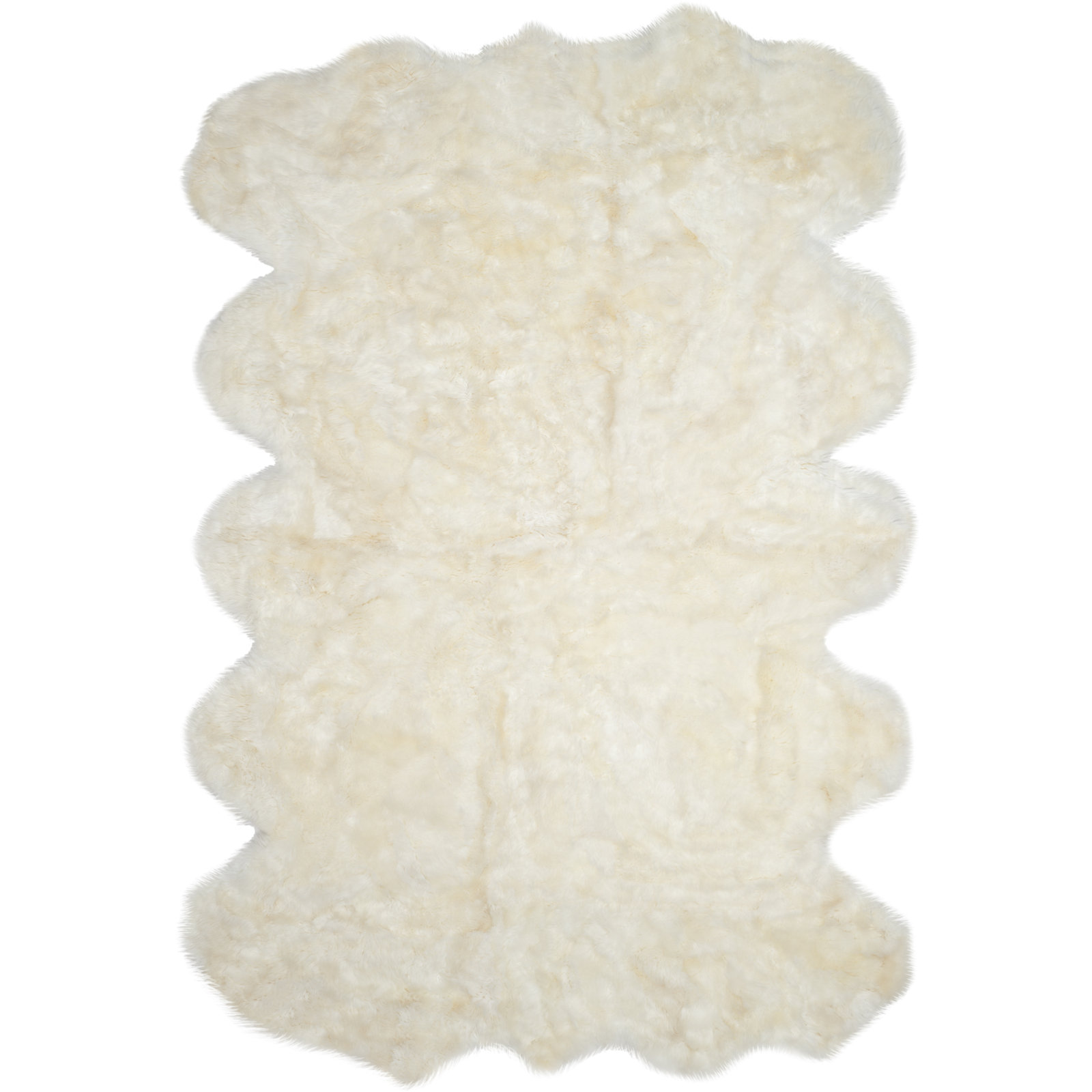Mera White Handmade Sheepskin Rug, Rectangle 6' x 9'