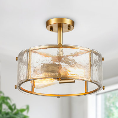 Plafonnier semi-encastré cylindrique en verre 2 lumières