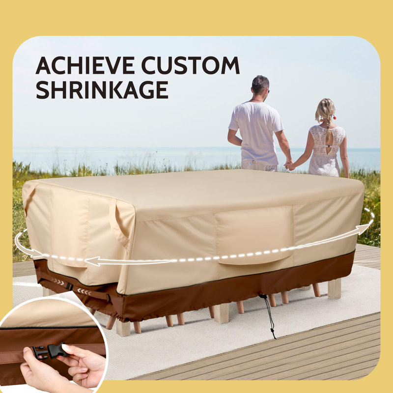 Beige and Brown Waterproof Oxford Patio Furniture Cover