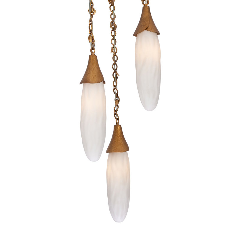 Bougainvillea 3 LT Warm Gold Multi-Pendant Kalco