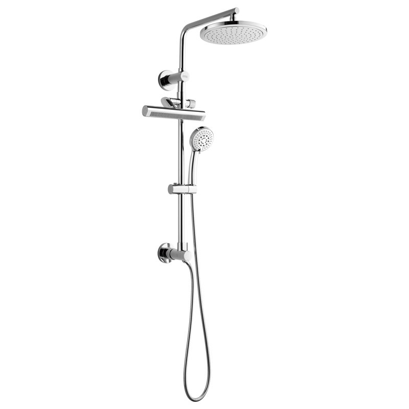 FORNO ACQUA AcquaFALL Shower, Overhead Rainfall Shower, Handheld Shower Head, Body Jets, 1.8 GPM Flow Rate, Polished Chrome