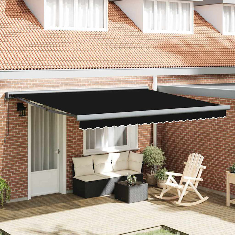 Brayden Studio Retractable Door / Window Awning, 400 cm W x 300 cm D, Black
