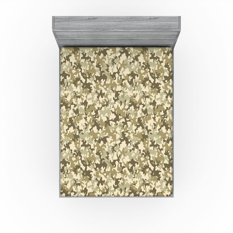 Drap-housse Ambesonne, paquet de 2, Kaki / camouflage vert olive, Drap-housse de taille double