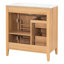 Meuble-lavabo simple 30 po à grain de bois naturel avec lavabo en céramique, mécanisme de fermeture en douceur, tiroir basculant et tablette de rangement sur la porte, tablette réglable