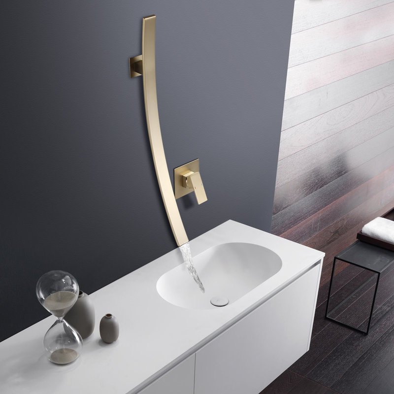 Mounting / Installation Required Bathroom Faucet, Brushed Gold
