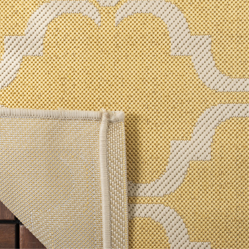 Tapis intérieur / extérieur jaune / beige Arneshia, Rectangle 6 pi 7 po x 9 pi 6 po