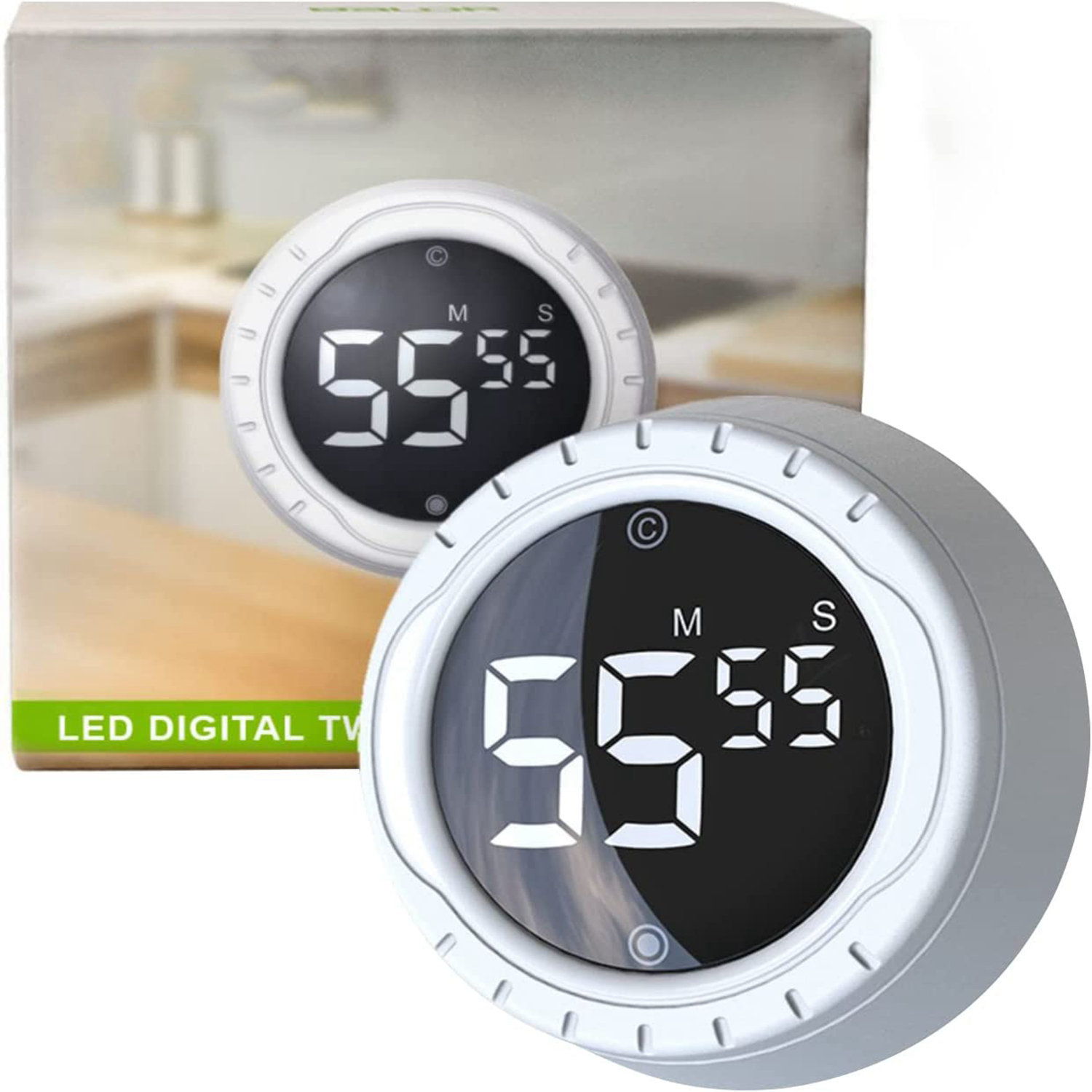 Antonki White Digital Kitchen Timer Pack of 2 for sale online