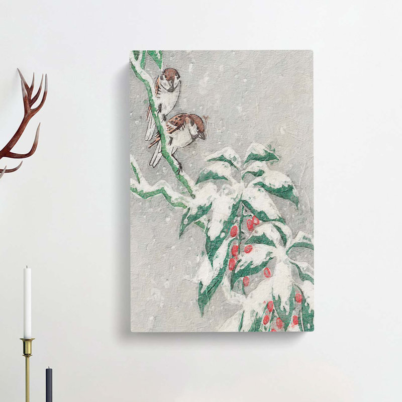 Sparrows On A Berry Bush by Ohara Koson - Wrapped Canvas, 76cm H x 50cm W x 3cm D