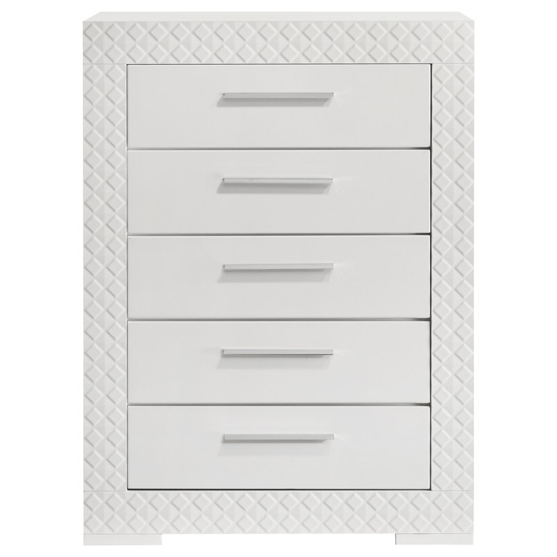 Commode 5 tiroirs Rodrigue, Blanc