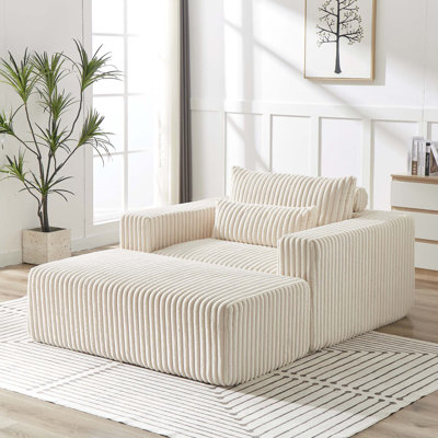 Méridienne en velours côtelé 75 pouces avec repose-pieds amovible, aucun assemblage requis