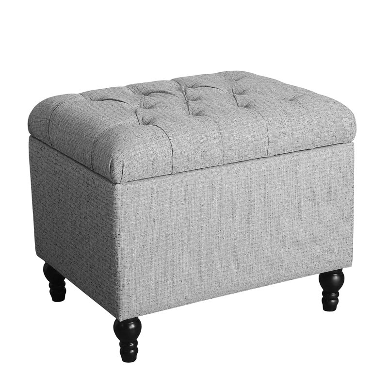 Repose-pieds avec rangement Chubbuck, 100% polyester gris moyen, Noir