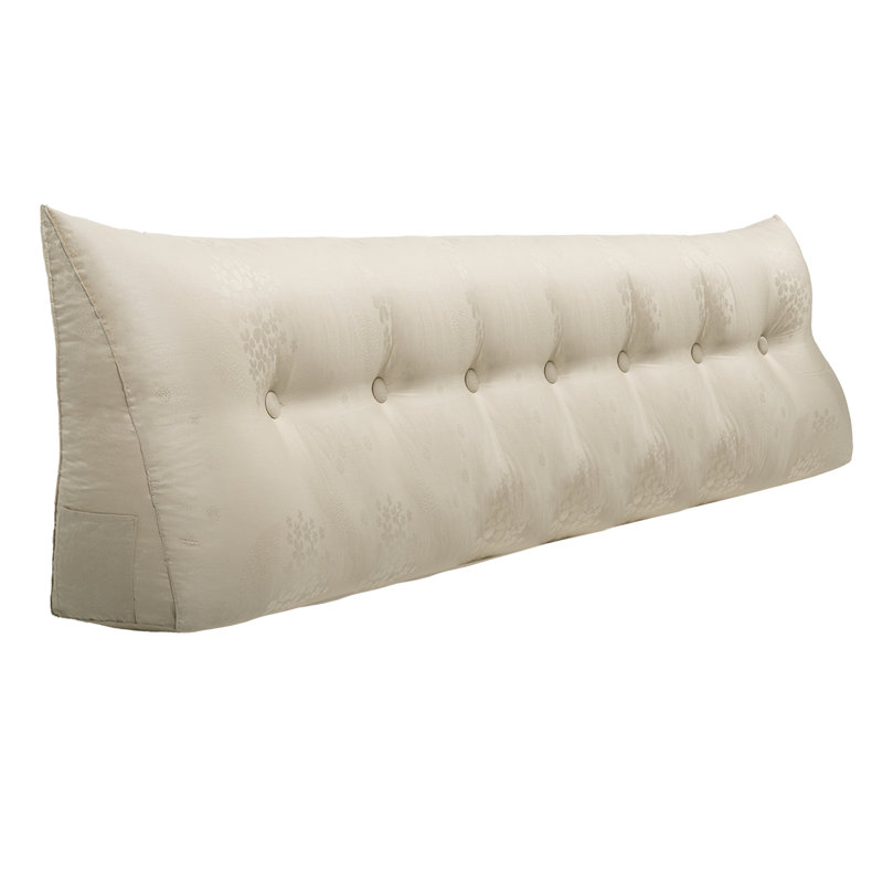 Sit-up Back Comfort Large Triangular Bolster Headboard Reading Wedge Pillow Compression, King, Light Beige