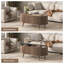 Table basse ovale avec plateau relevable, table centrale cannelée de 42,5 po avec compartiment caché et pieds en bois massif, tables basses décoratives de style Mid-Century pour le salon, appartement, noyer-1425173872