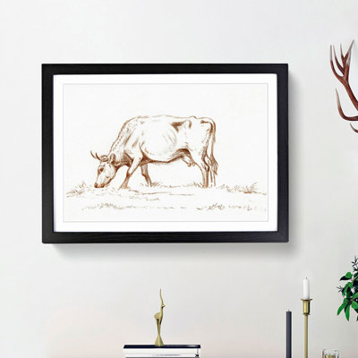 Grazing Cow by Jean Bernard - Picture Frame Drawing Print