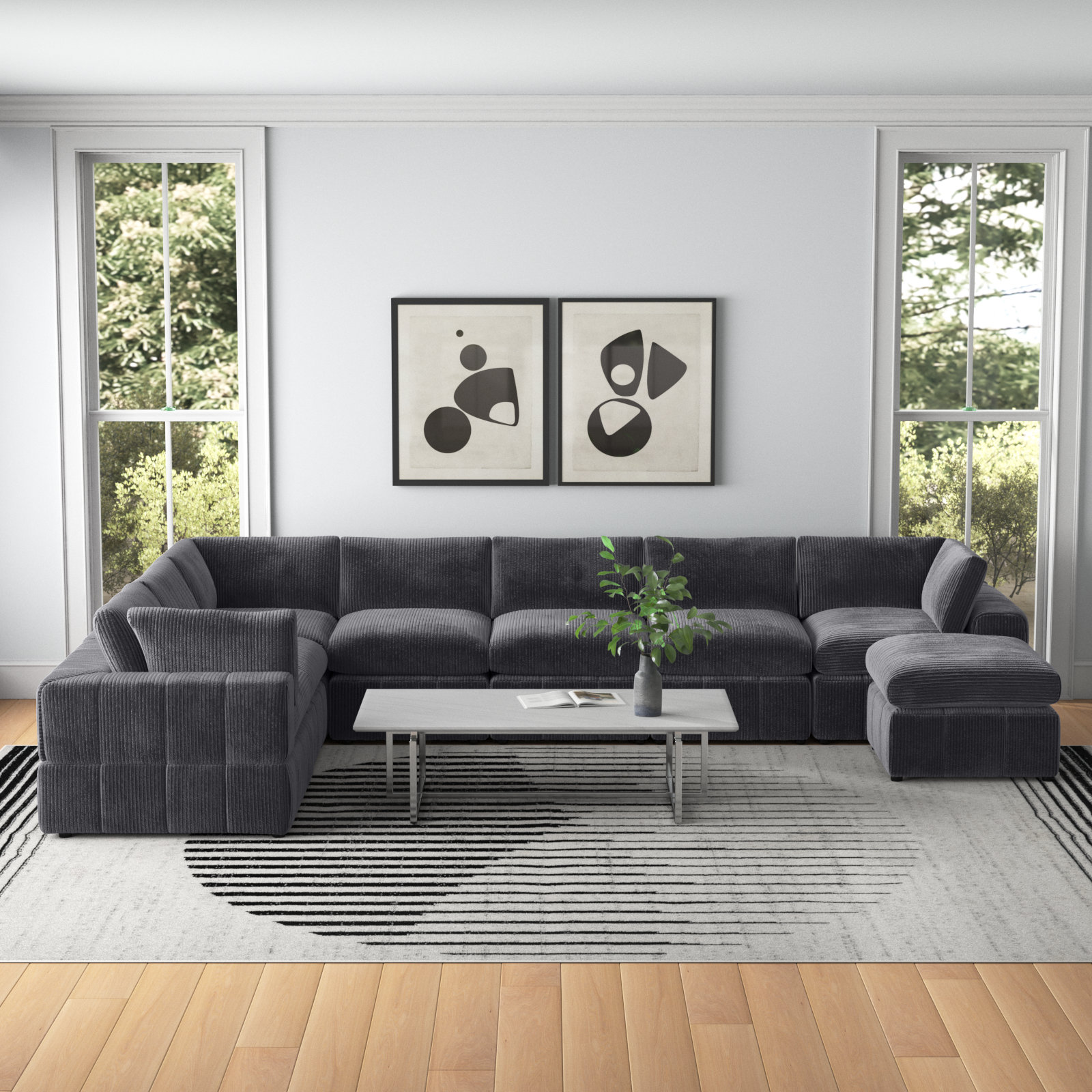 Wade Logan® Aneea 8 - Piece Upholstered Sectional & Reviews | Wayfair