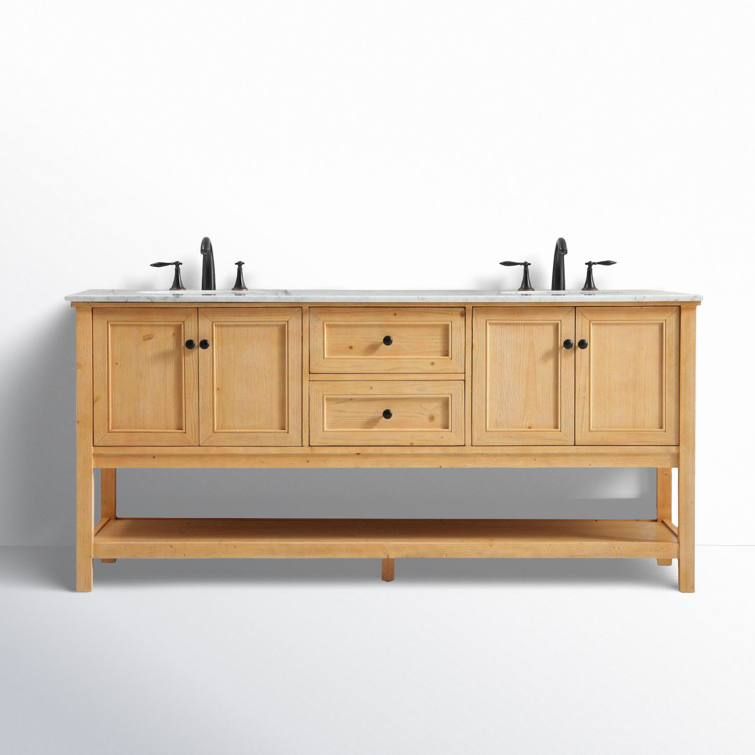 Bonsai 72'' Double Bathroom Vanity with Marble Top Joss & Main Base 