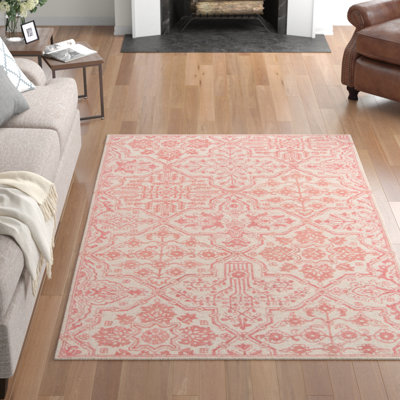 Tapis rose / ivoire en laine touffeté à la main Cece