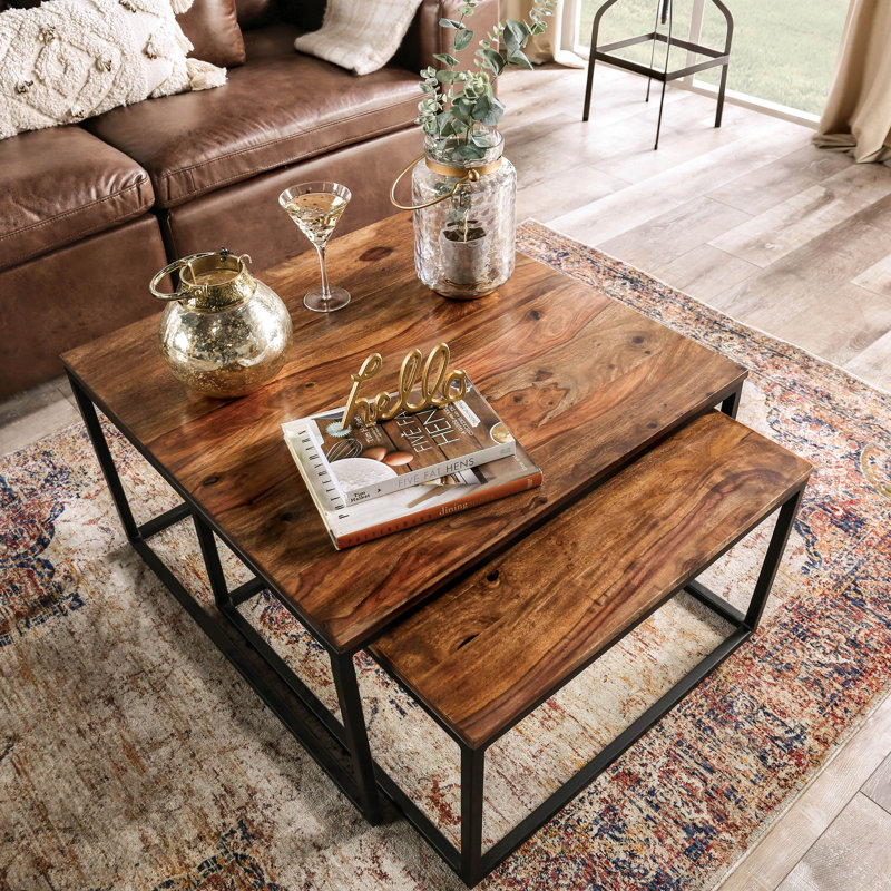 Megan Solid Wood Top Nesting Coffee Table