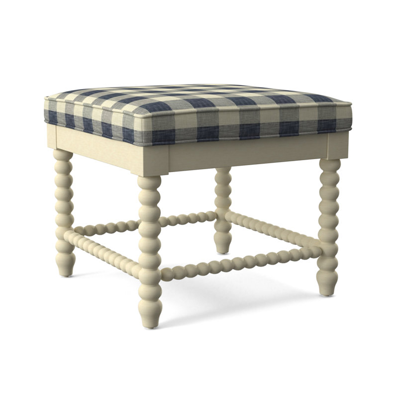 Lind Island Upholstered Bench, Sunbrella Beige Pinstripe; 6205-74, Bisque Finish