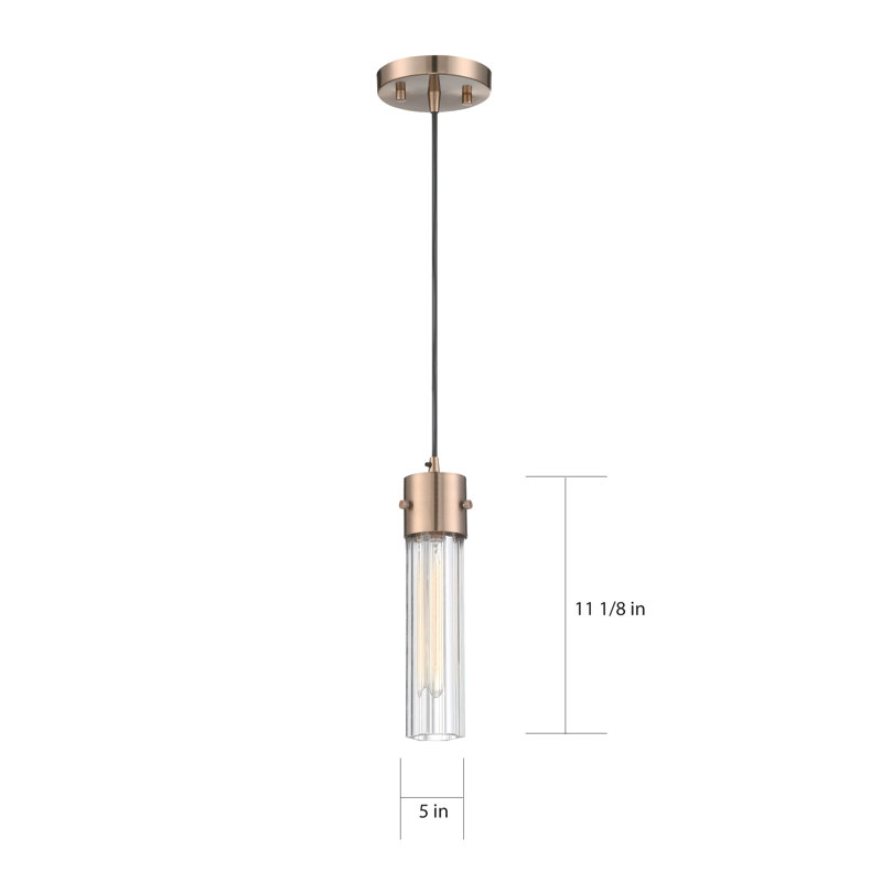 Luminaire suspendu cylindrique à 1 lumière Lonoke, Transparent