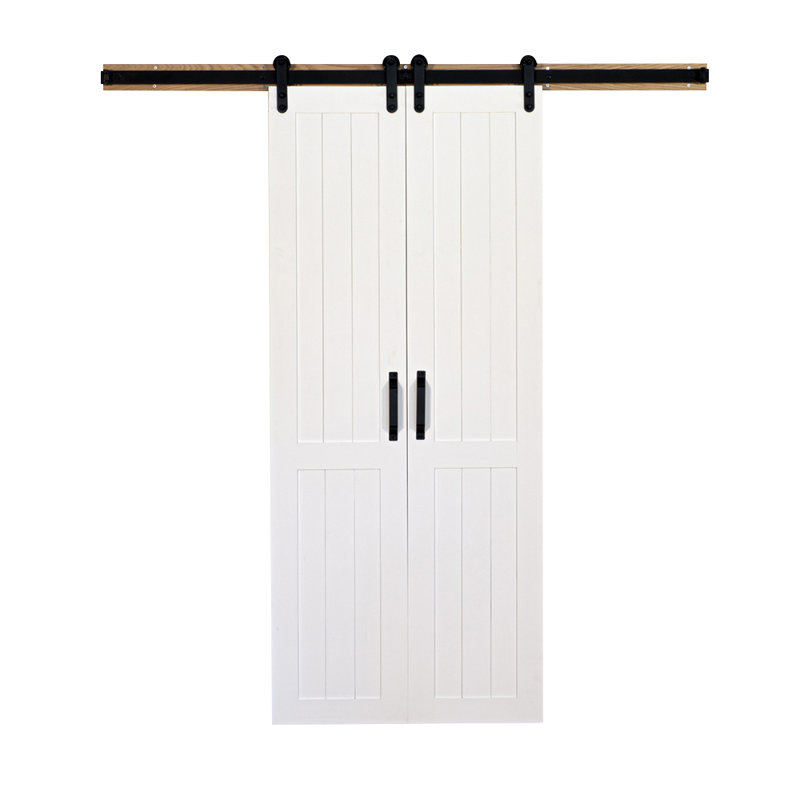 Porte de grange en bois à panneau non fini sans ensemble de quincaillerie d'installation, 42 po x 84 po, Blanc