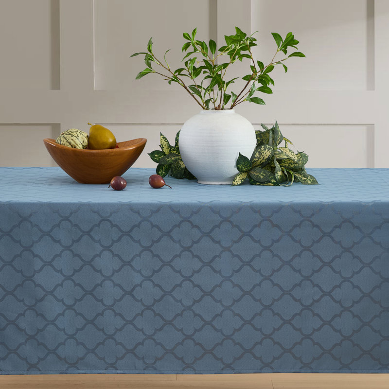 Sarok Rectangle Geometric Jacquard Tablecloth, Taupe, 120" L x 60" W