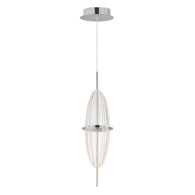 Luminaire suspendu DEL en chrome poli à 1 lumière Alic