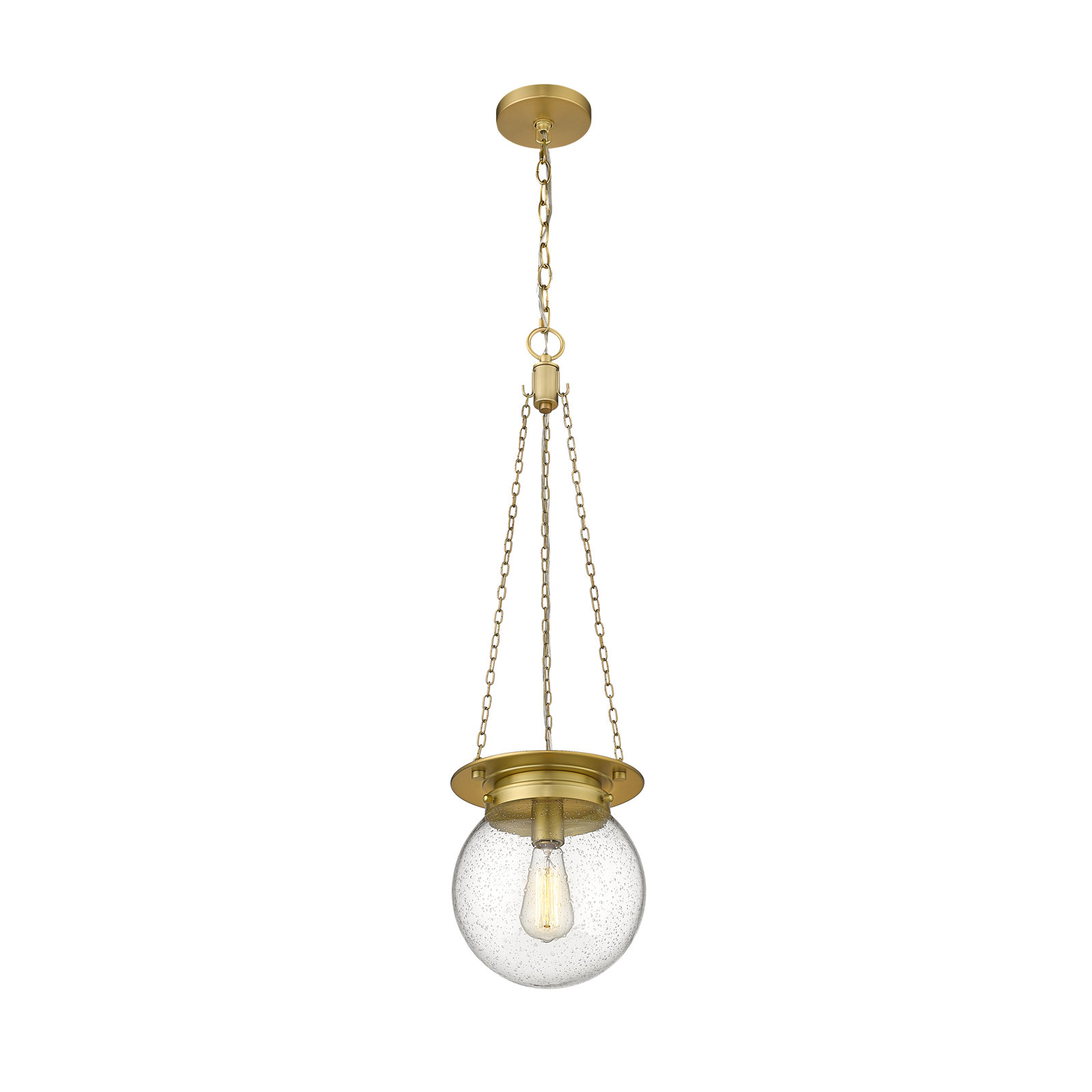 Zella Single Light Glass Dimmable Pendant, Heritage Brass, 82.75" H x 9" W x 9" D, Clear