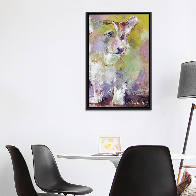Corgi by Richard Wallich - Painting Print, 40" H x 26" W x 1.5" D, Black Framed Canvas, No Matte