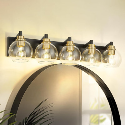Luminaire de meuble-lavabo moderne, applique murale avec abat-jour en verre transparent, fixation réglable pour miroir