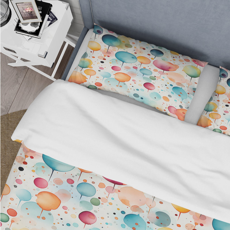 Ensemble de housse de couette à pois Watercolor Delight Polka Dots Pattern, Housse de couette simple + 1 taie décorative stan