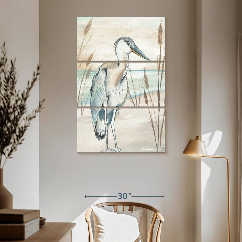 Brampt Heron By Beach Grass I, 65" H x 42" W