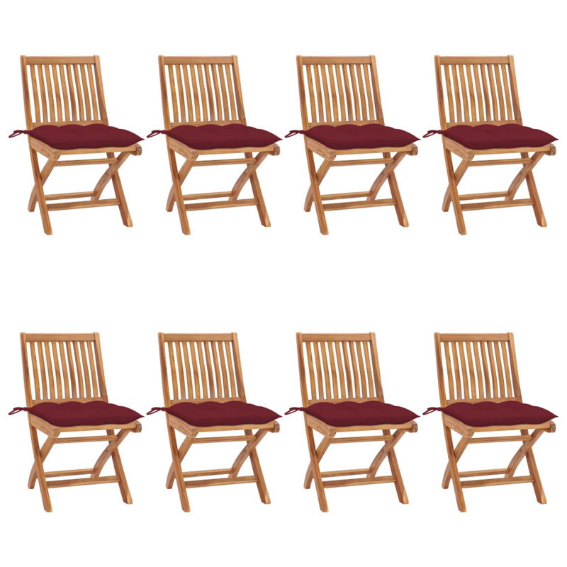 Chaise de patio en teck avec coussins, Bleu foncé