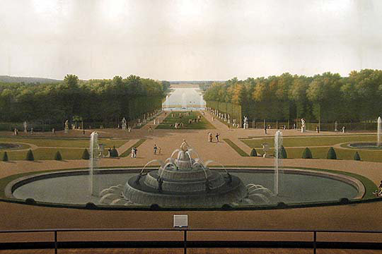 «Palace and Gardens of Versailles» par John Vanderlyn - impression d'art graphique sans cadre, H 24 po x l 36 po x P 1,5 po